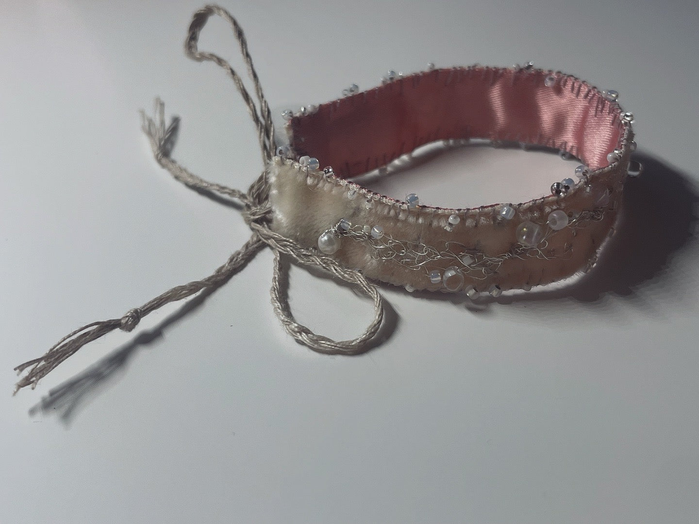 'Snowdrop' Stitched Jewel Cuff Bracelet