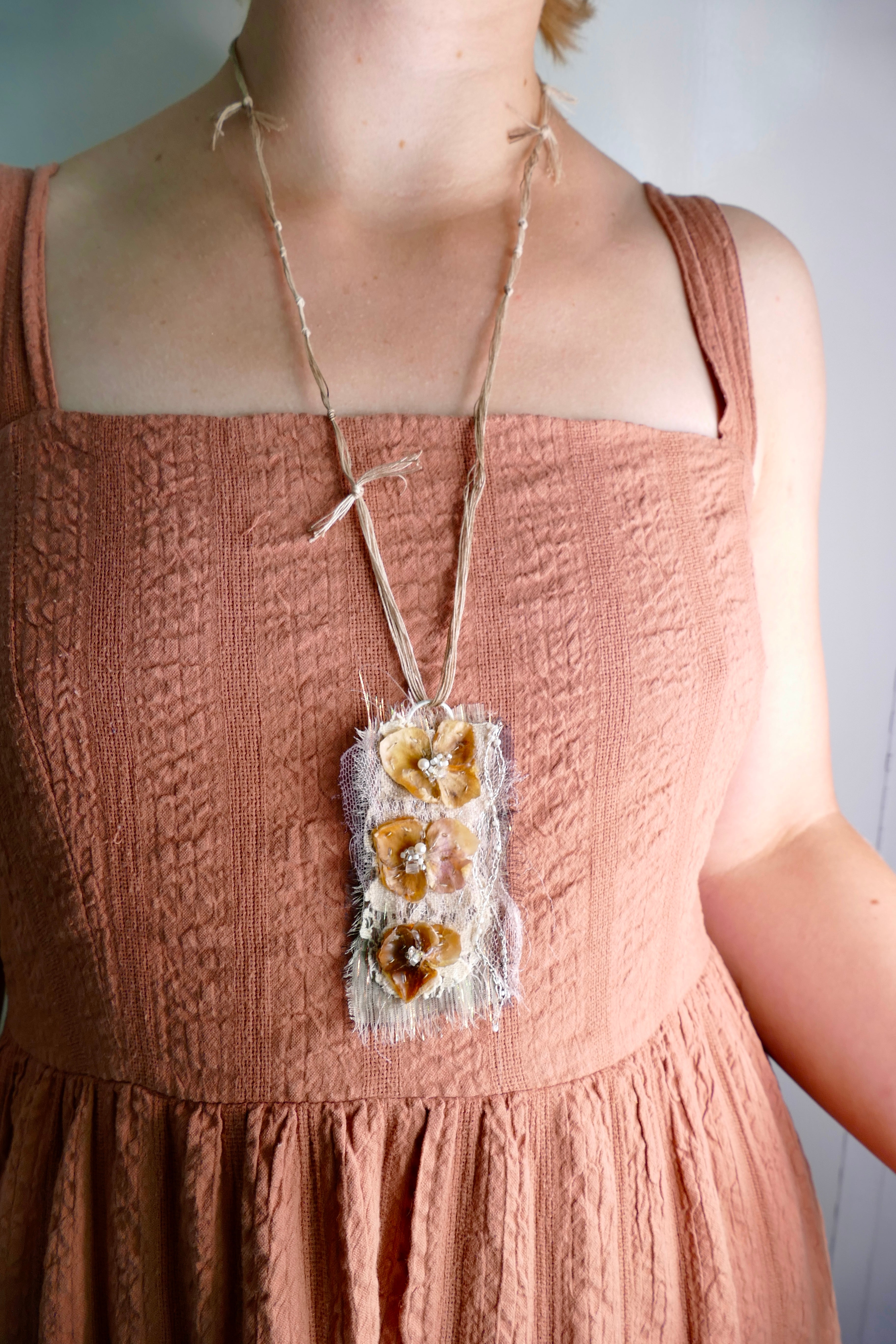 Hydrangea Long Pendant Necklace