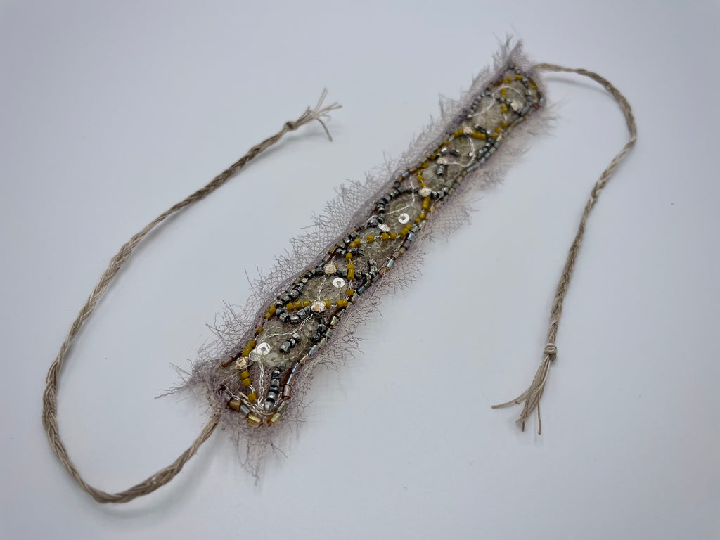 'Moss' Stitched Jewel Cuff Bracelet