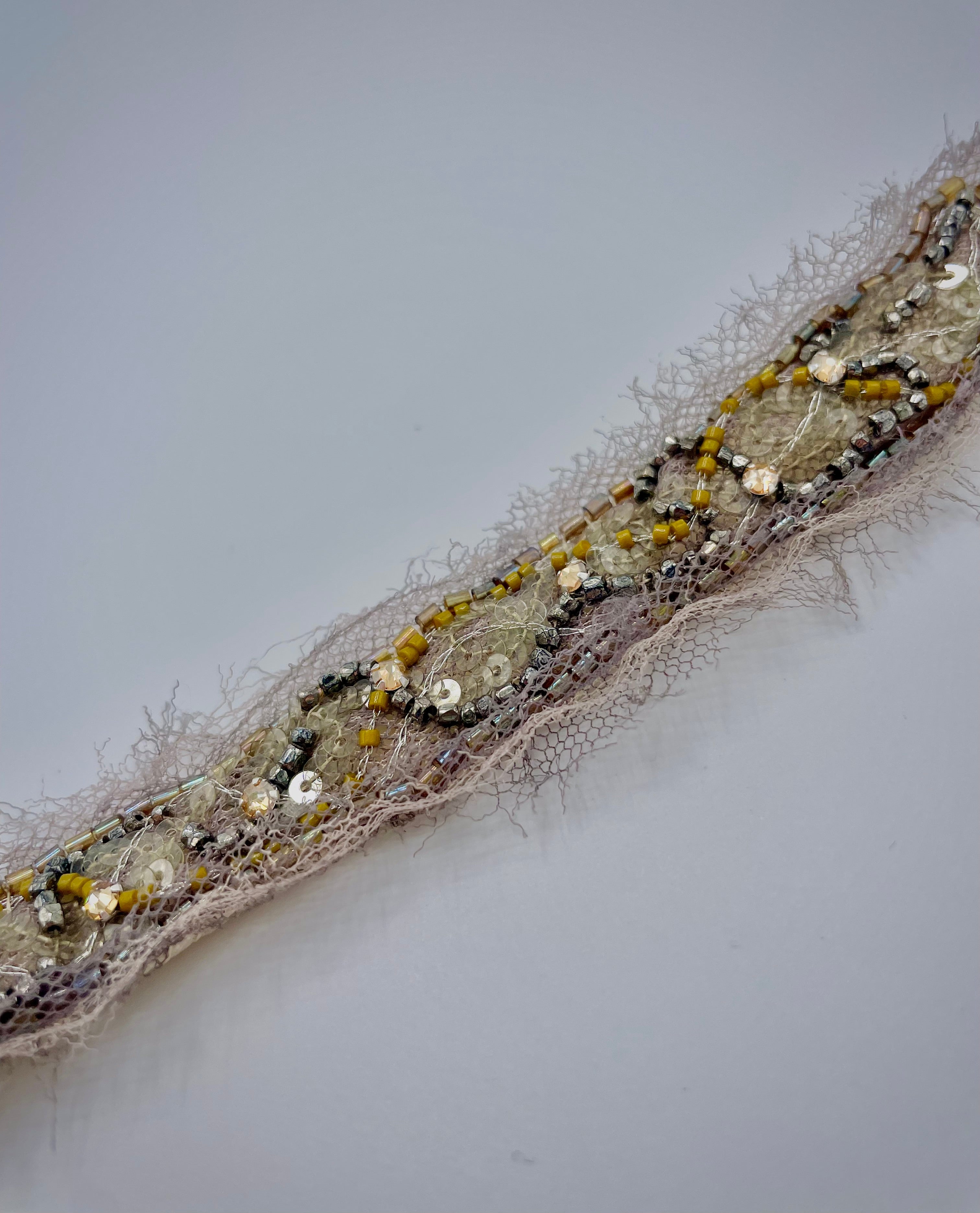 'Moss' Stitched Jewel Cuff Bracelet