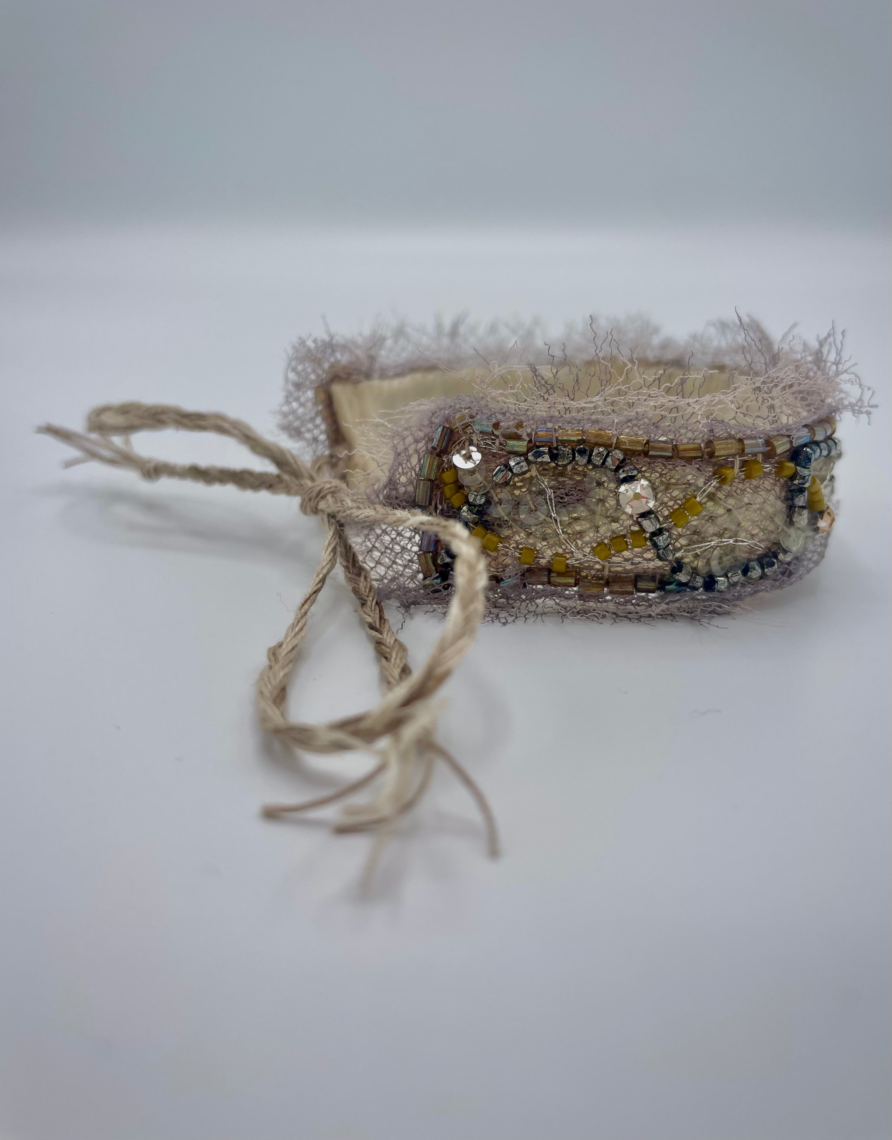 'Moss' Stitched Jewel Cuff Bracelet