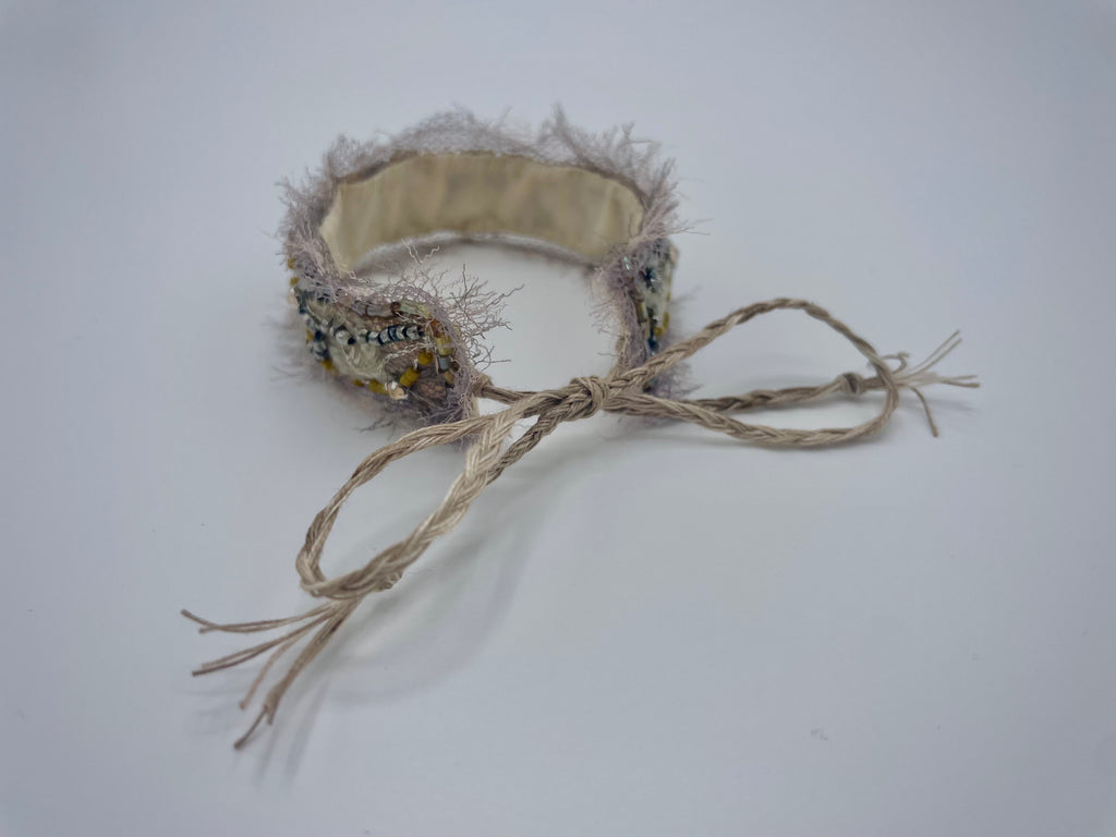 'Moss' Stitched Jewel Cuff Bracelet