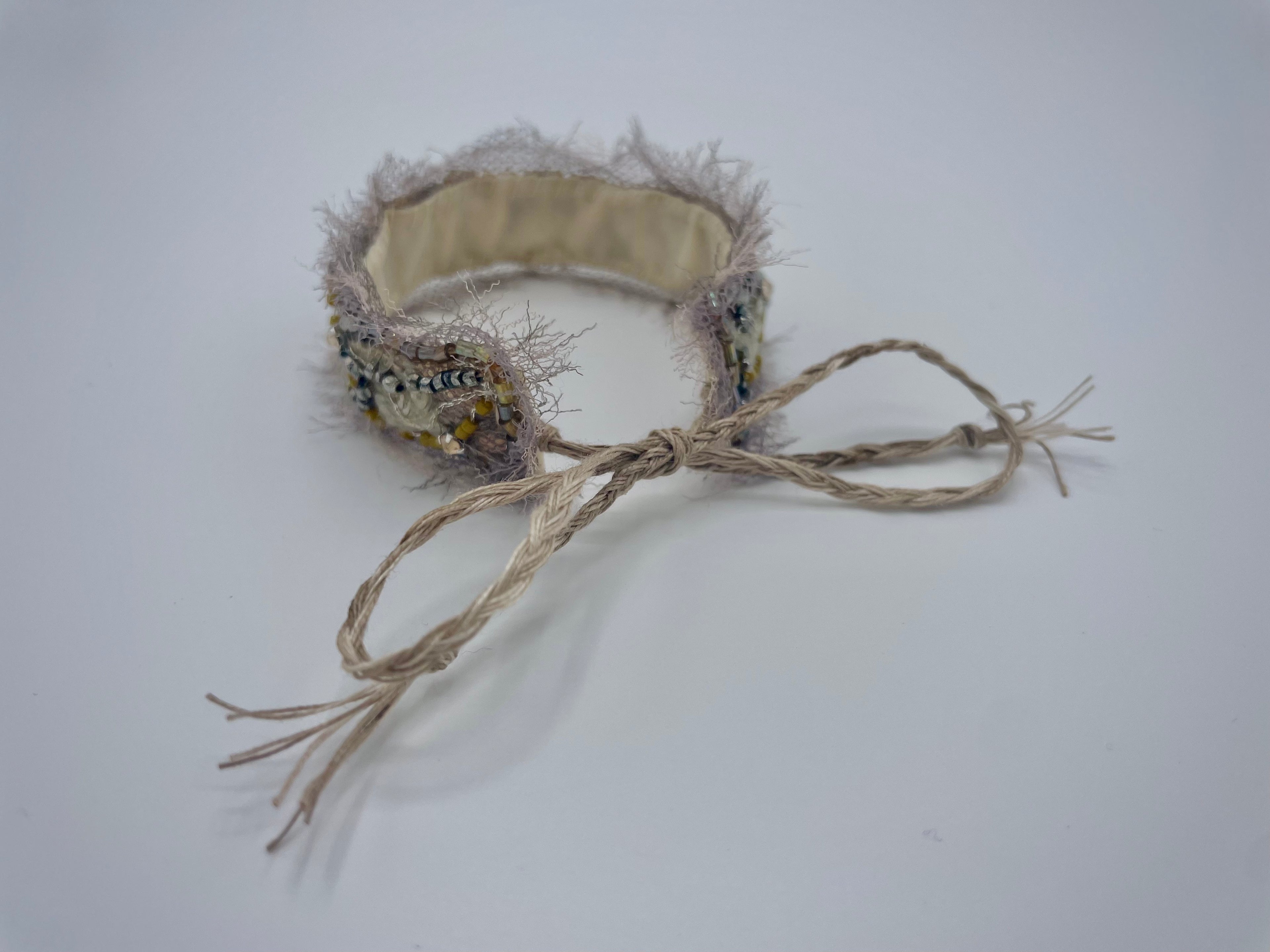 'Moss' Stitched Jewel Cuff Bracelet