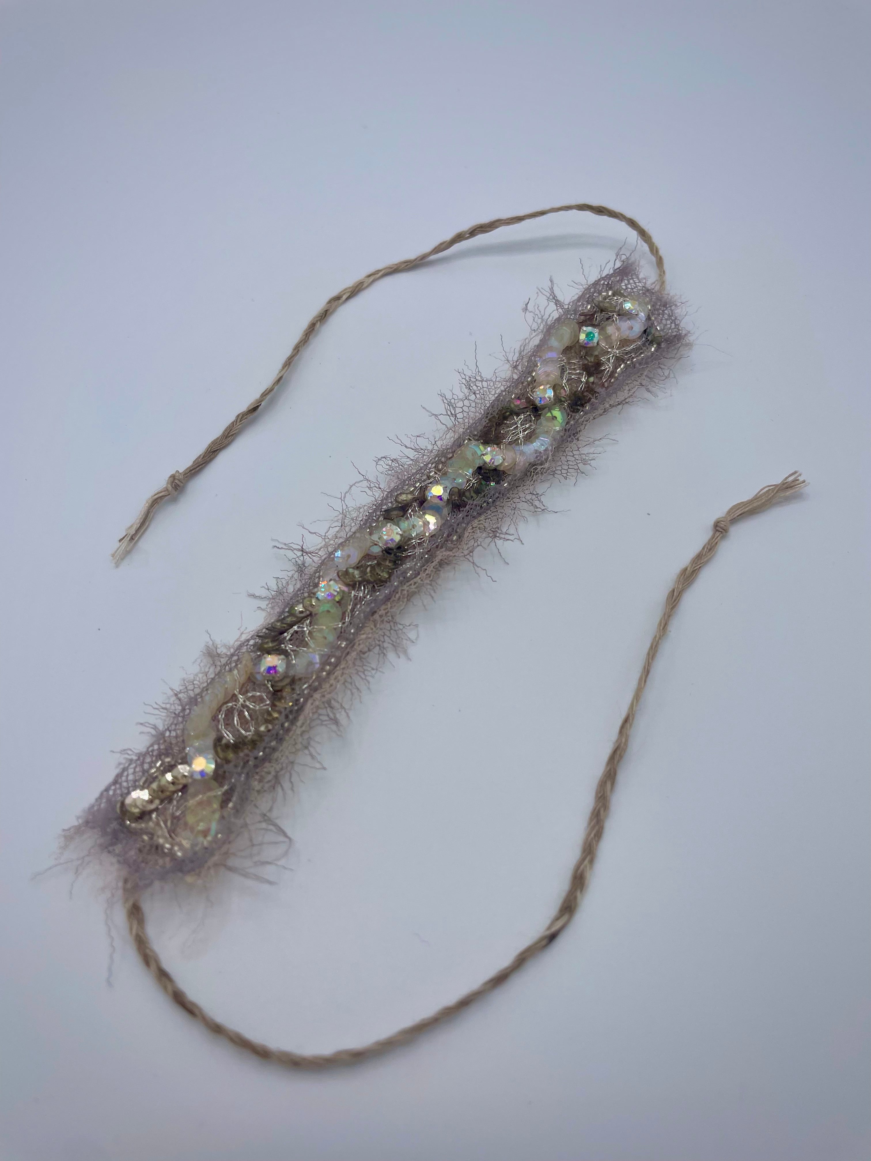 'Dewdrops' Stitched Jewel Cuff Bracelet