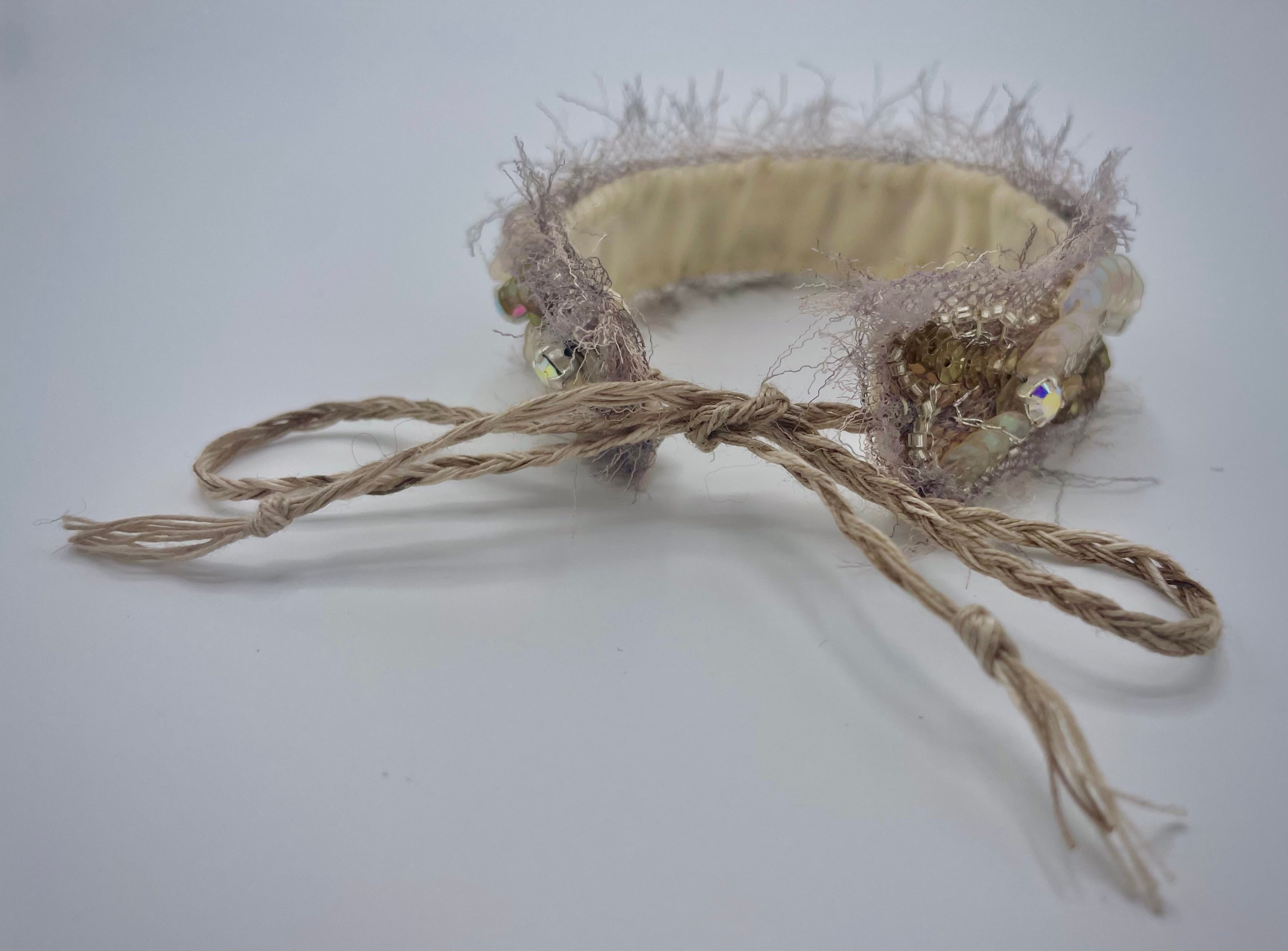 'Dewdrops' Stitched Jewel Cuff Bracelet