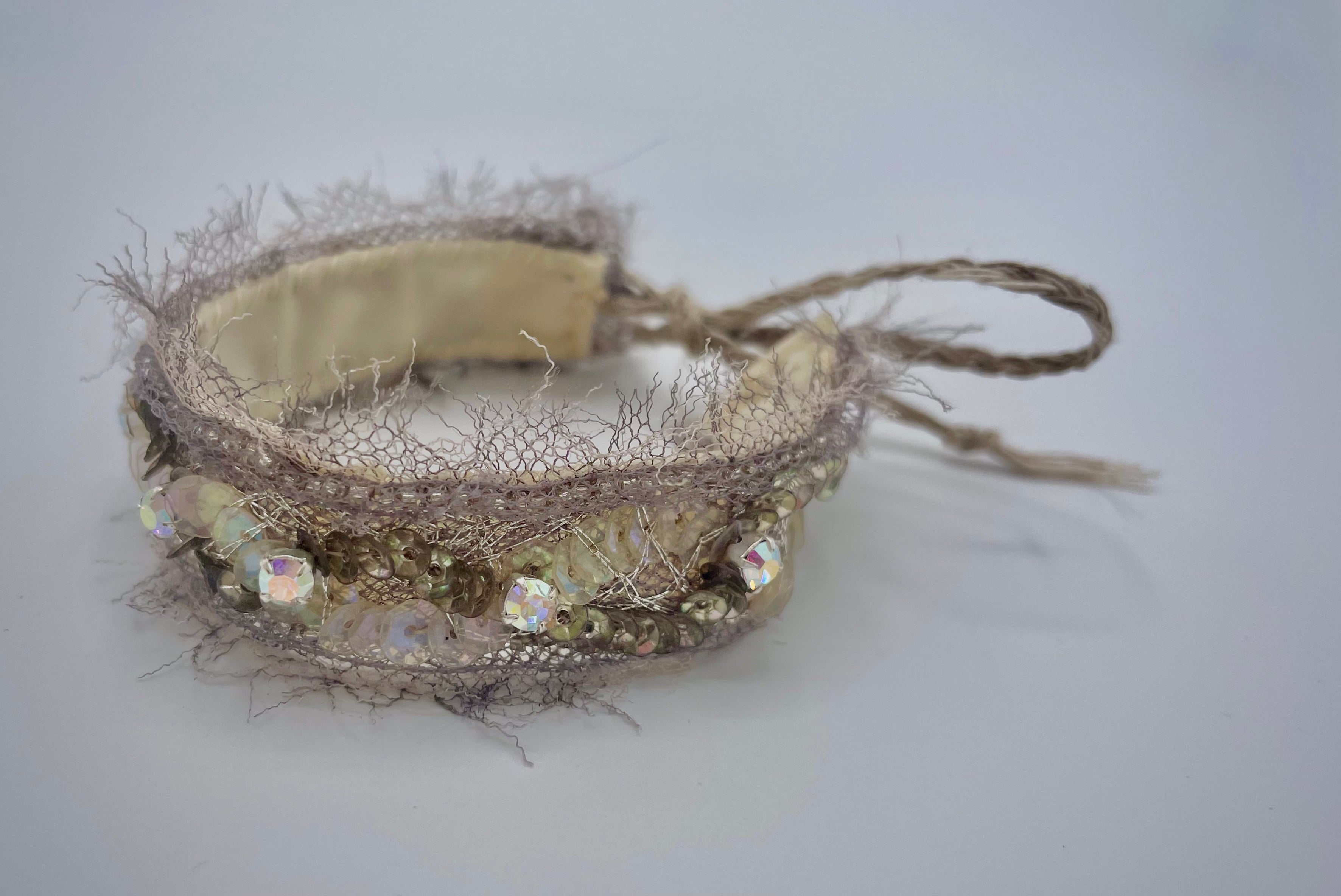 'Dewdrops' Stitched Jewel Cuff Bracelet