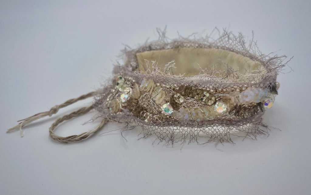 'Dewdrops' Stitched Jewel Cuff Bracelet
