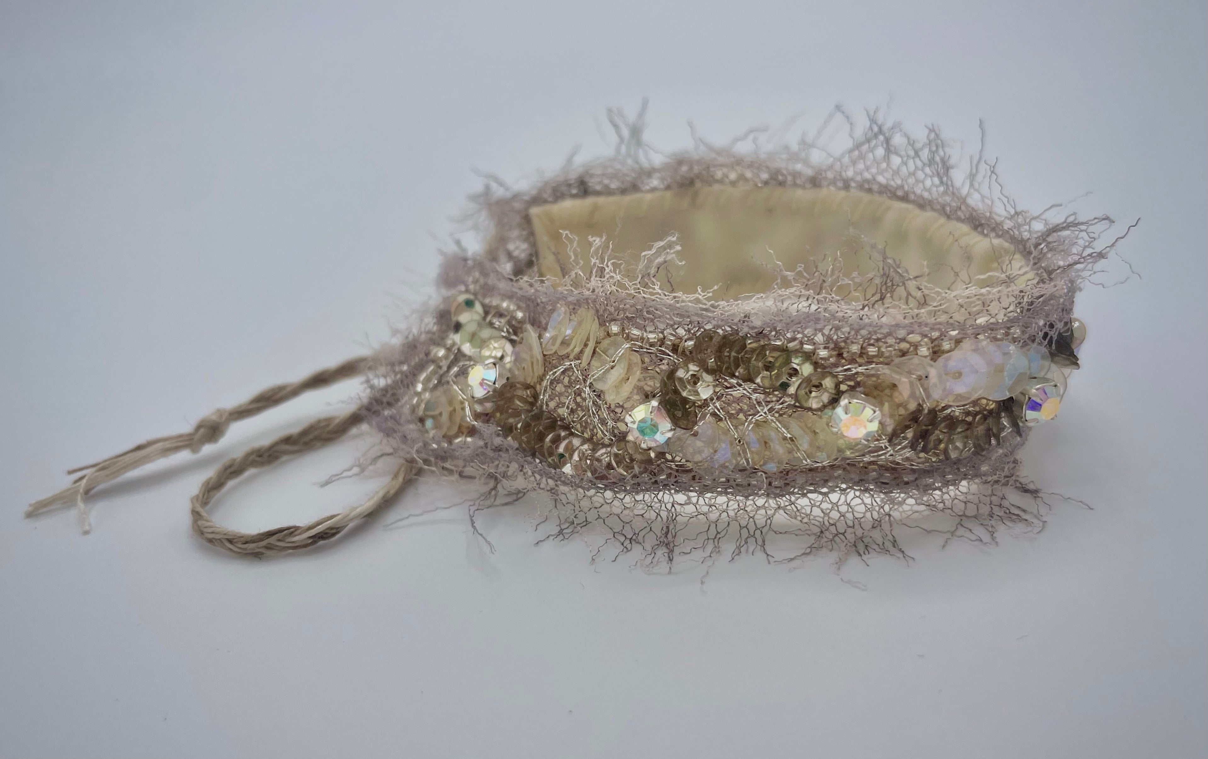 'Dewdrops' Stitched Jewel Cuff Bracelet