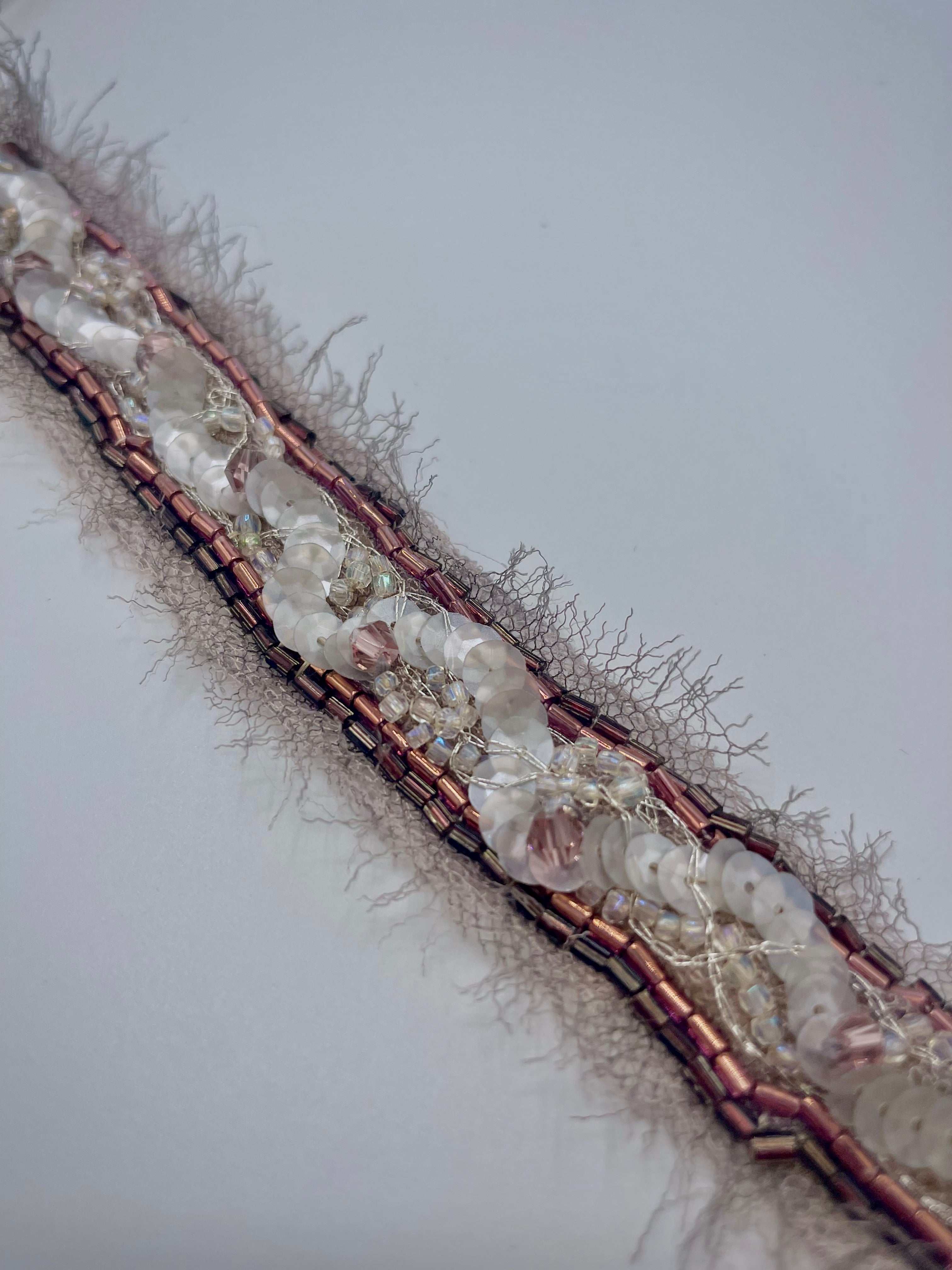 'Rosebud' Stitched Jewel Cuff Bracelet