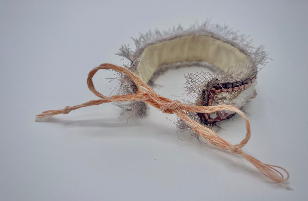 'Rosebud' Stitched Jewel Cuff Bracelet