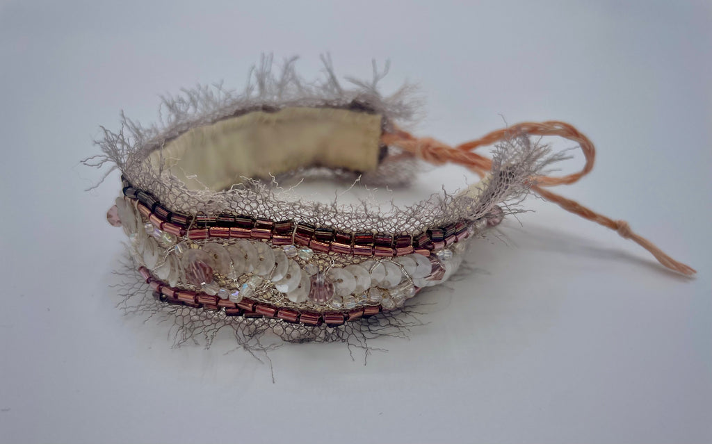 'Rosebud' Stitched Jewel Cuff Bracelet