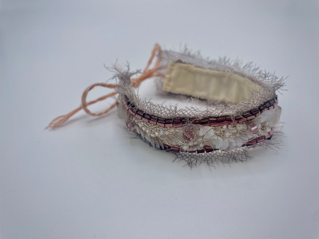 'Rosebud' Stitched Jewel Cuff Bracelet