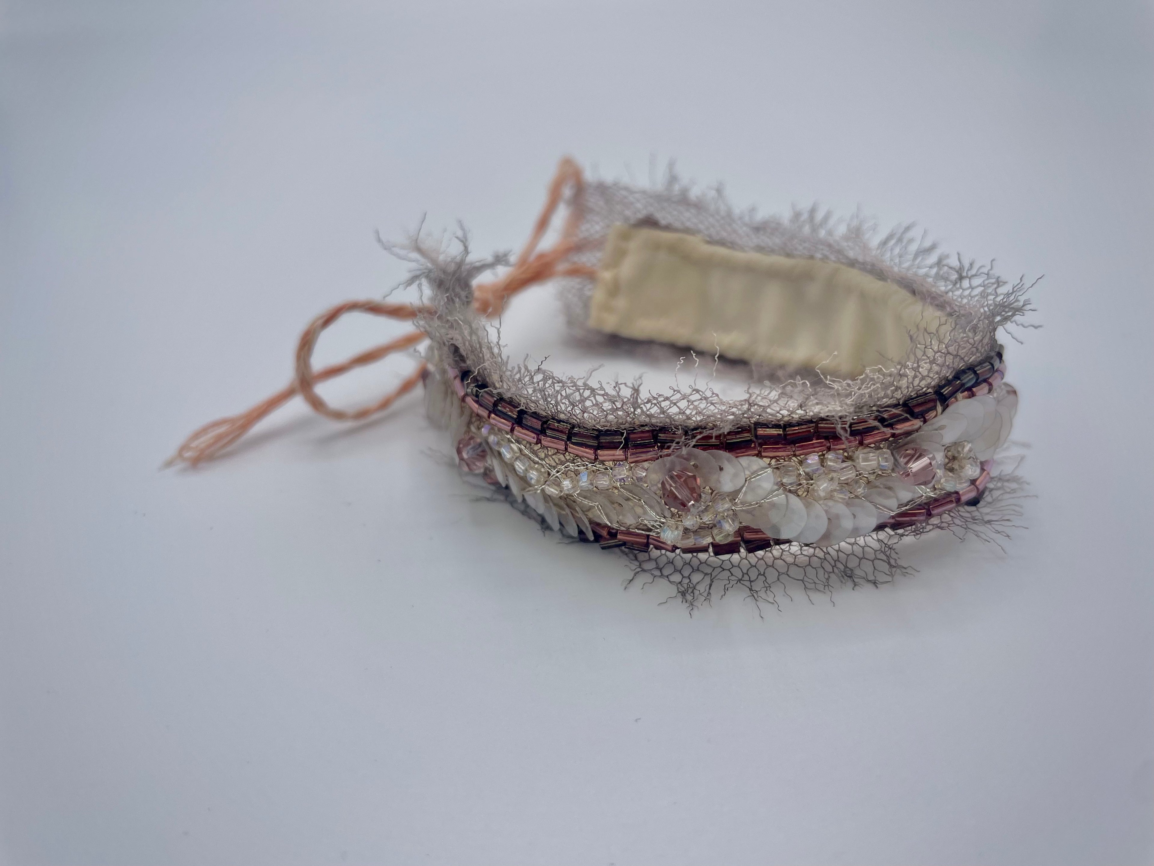 'Rosebud' Stitched Jewel Cuff Bracelet