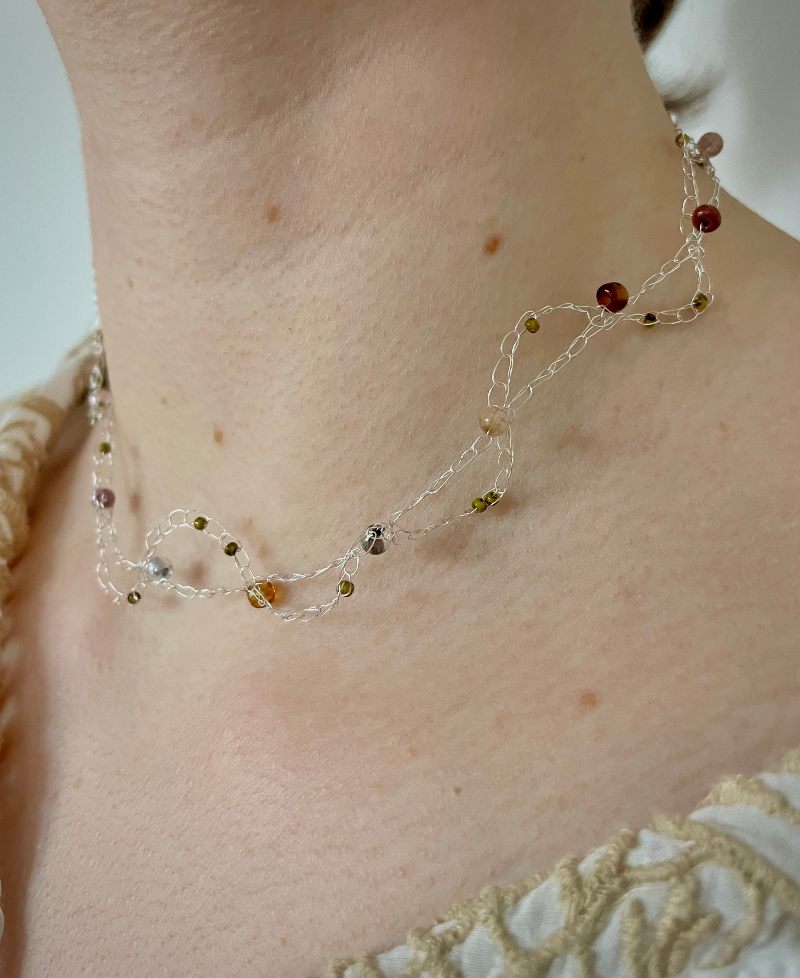 'Wildflower' Beaded Wire Necklace