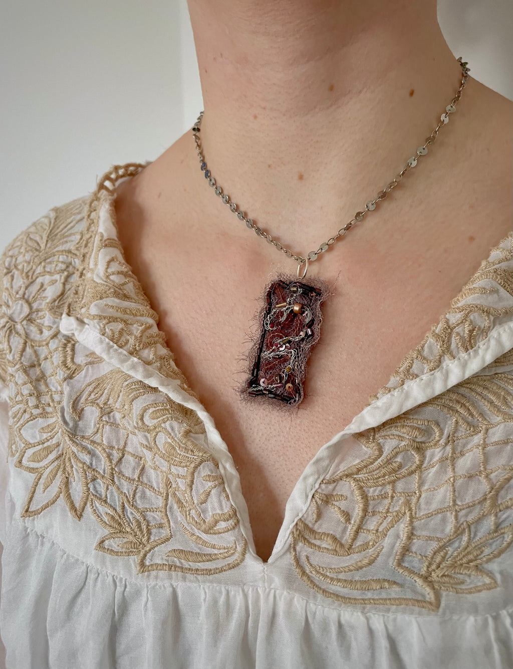 'Roots' Stitched Jewel Necklace