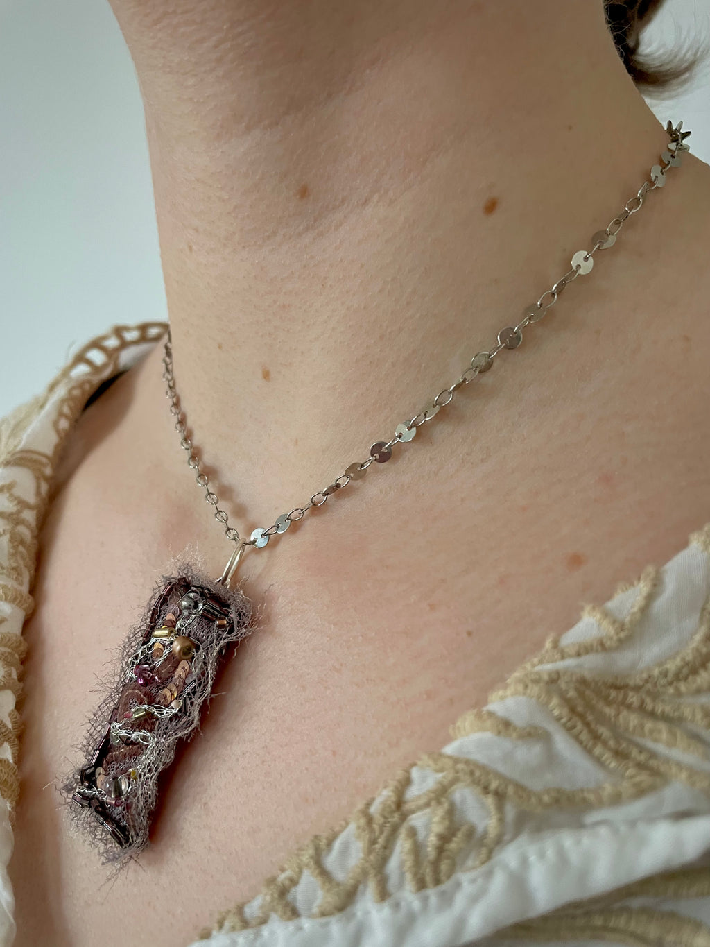 'Roots' Stitched Jewel Necklace