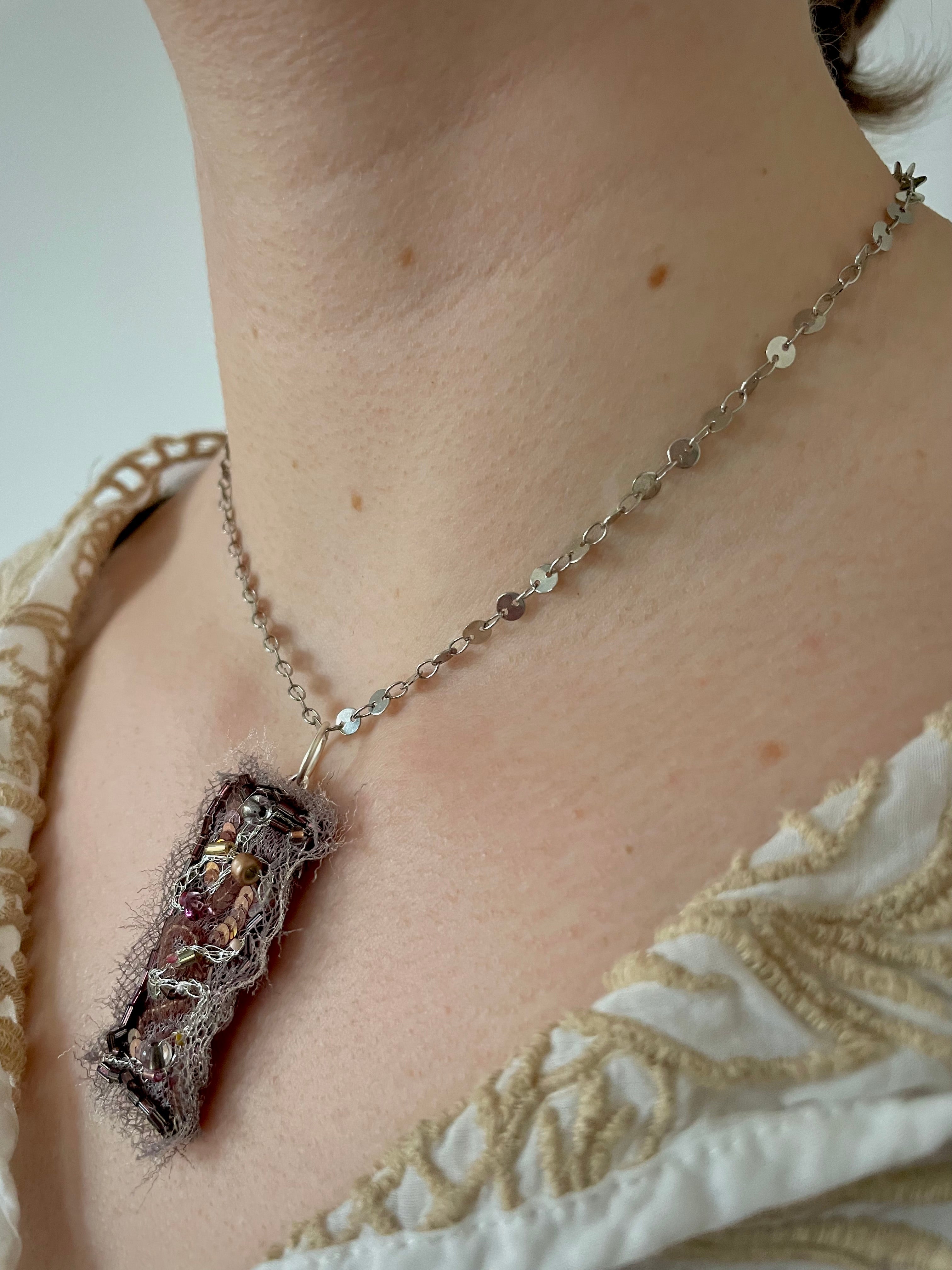 'Roots' Stitched Jewel Necklace