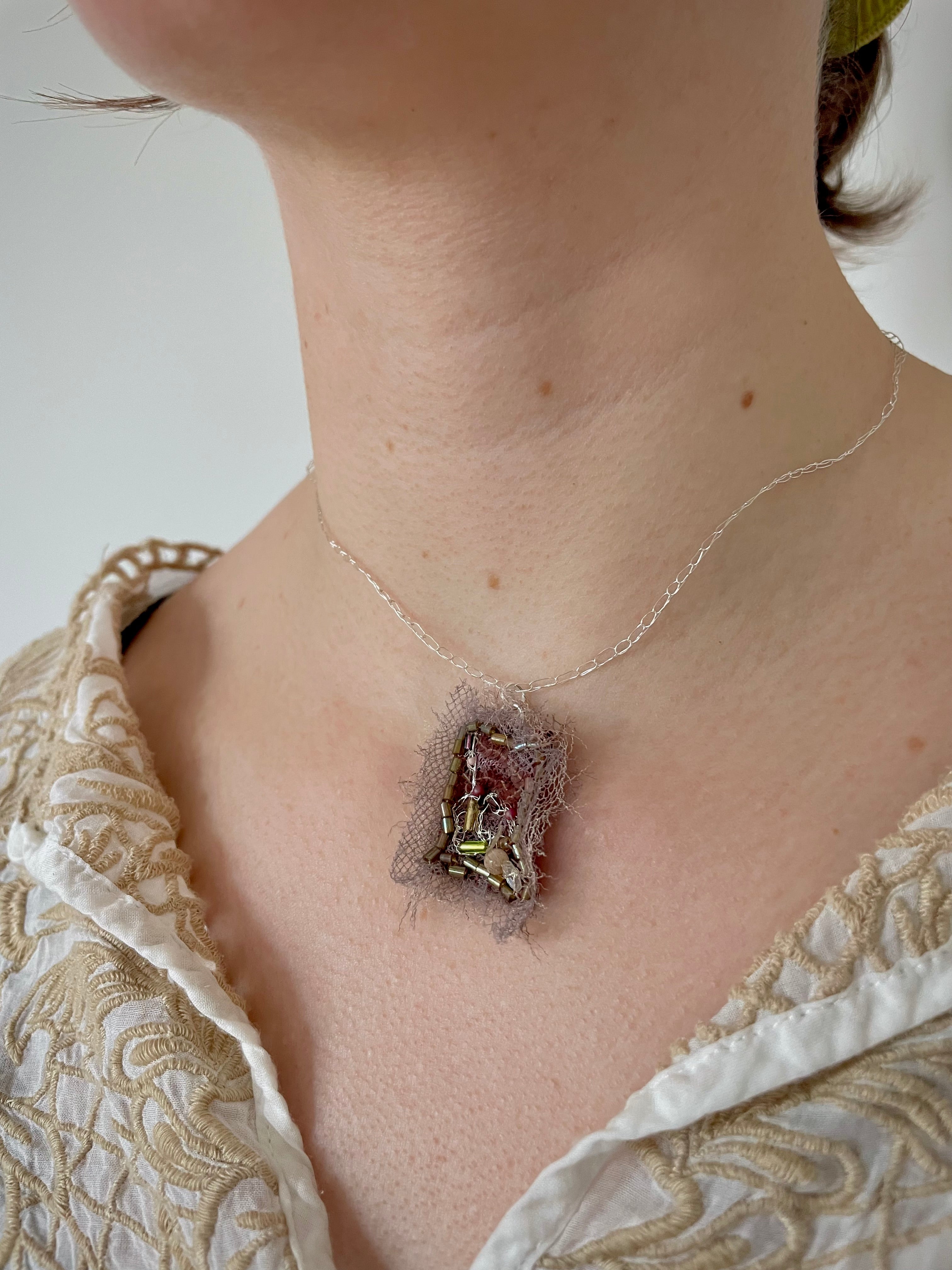 'Tendril' Stitched Jewel Necklace