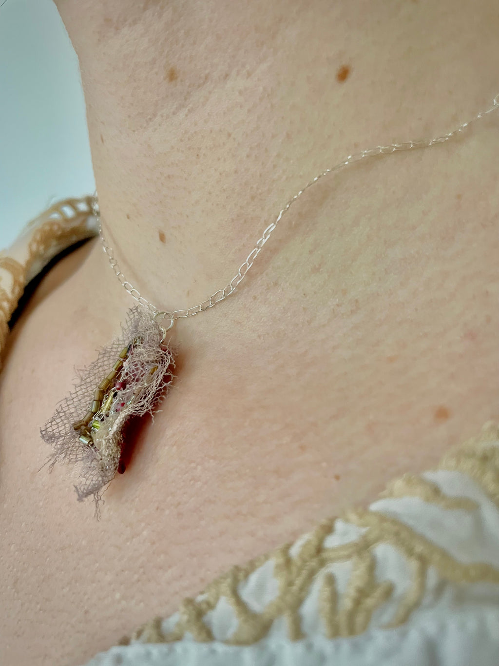 'Tendril' Stitched Jewel Necklace