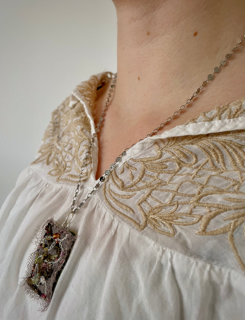 'Ivy' Stitched Jewel Necklace
