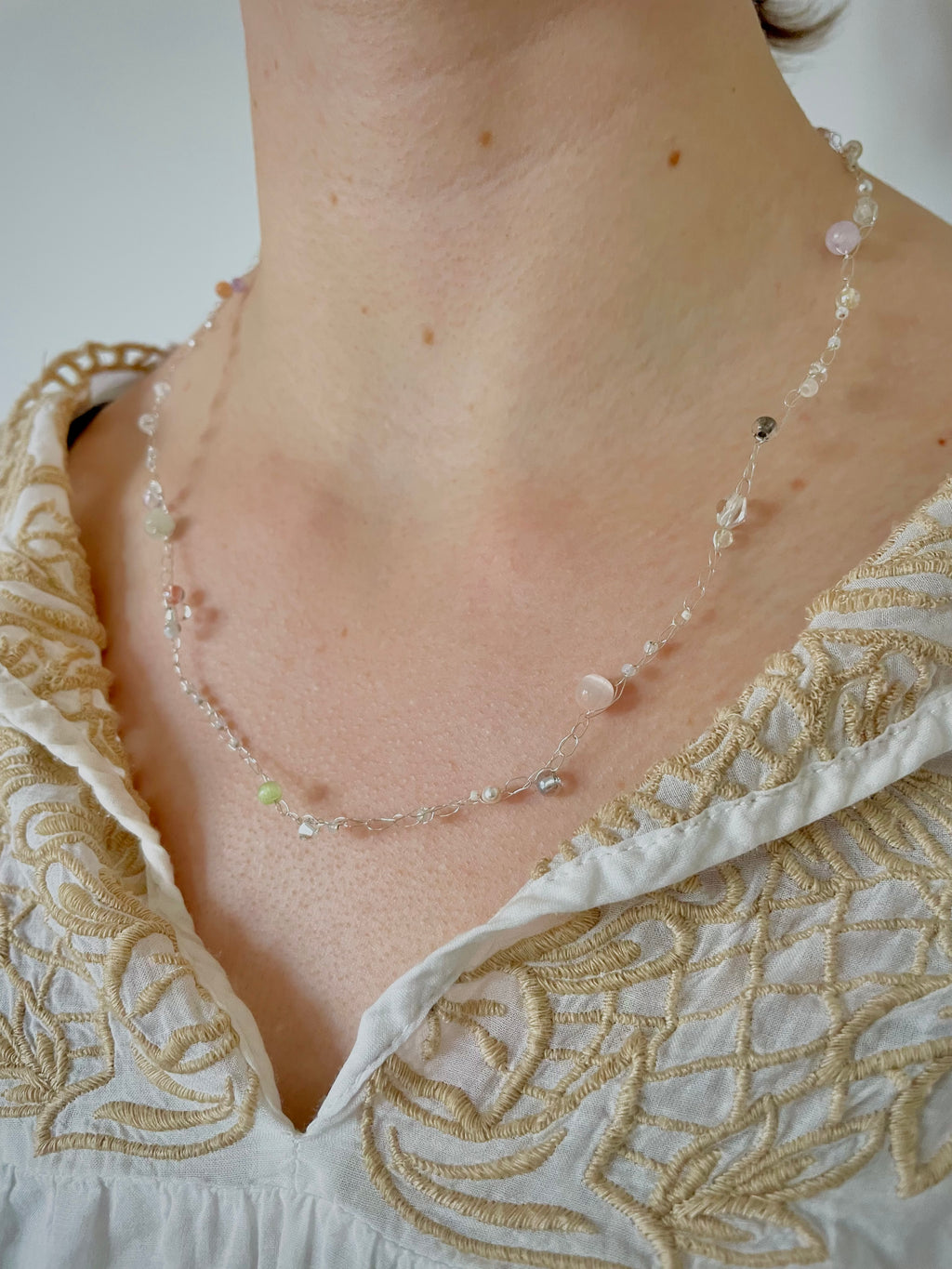 'Meadowsweet' Beaded Wire Necklace