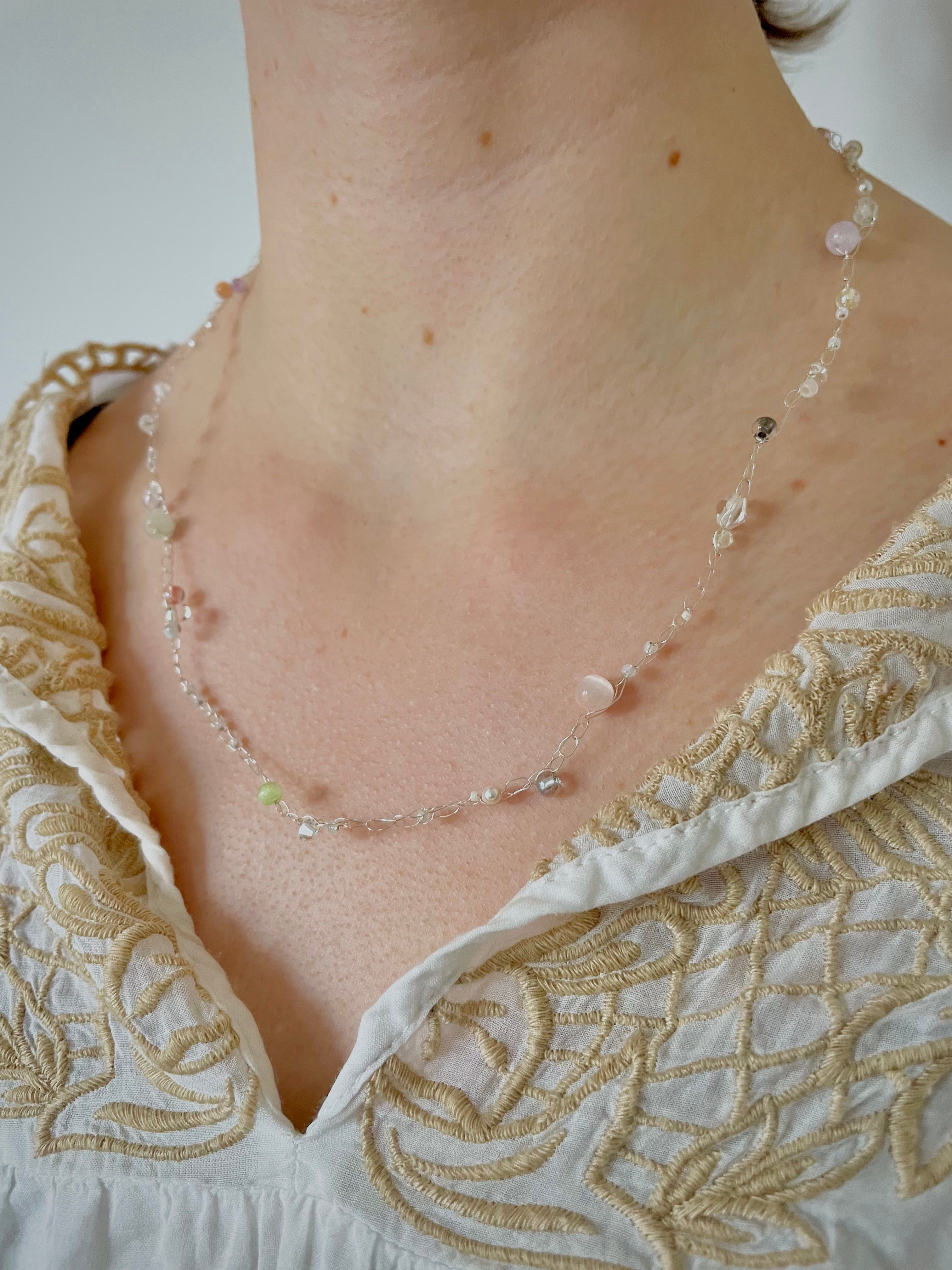 'Meadowsweet' Beaded Wire Necklace