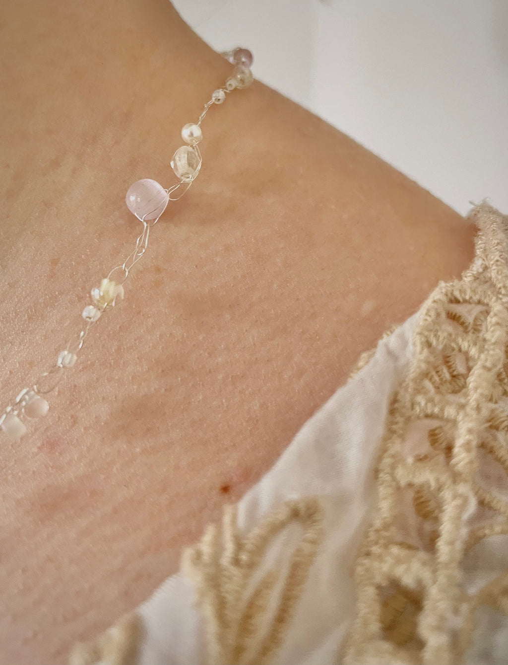 'Meadowsweet' Beaded Wire Necklace