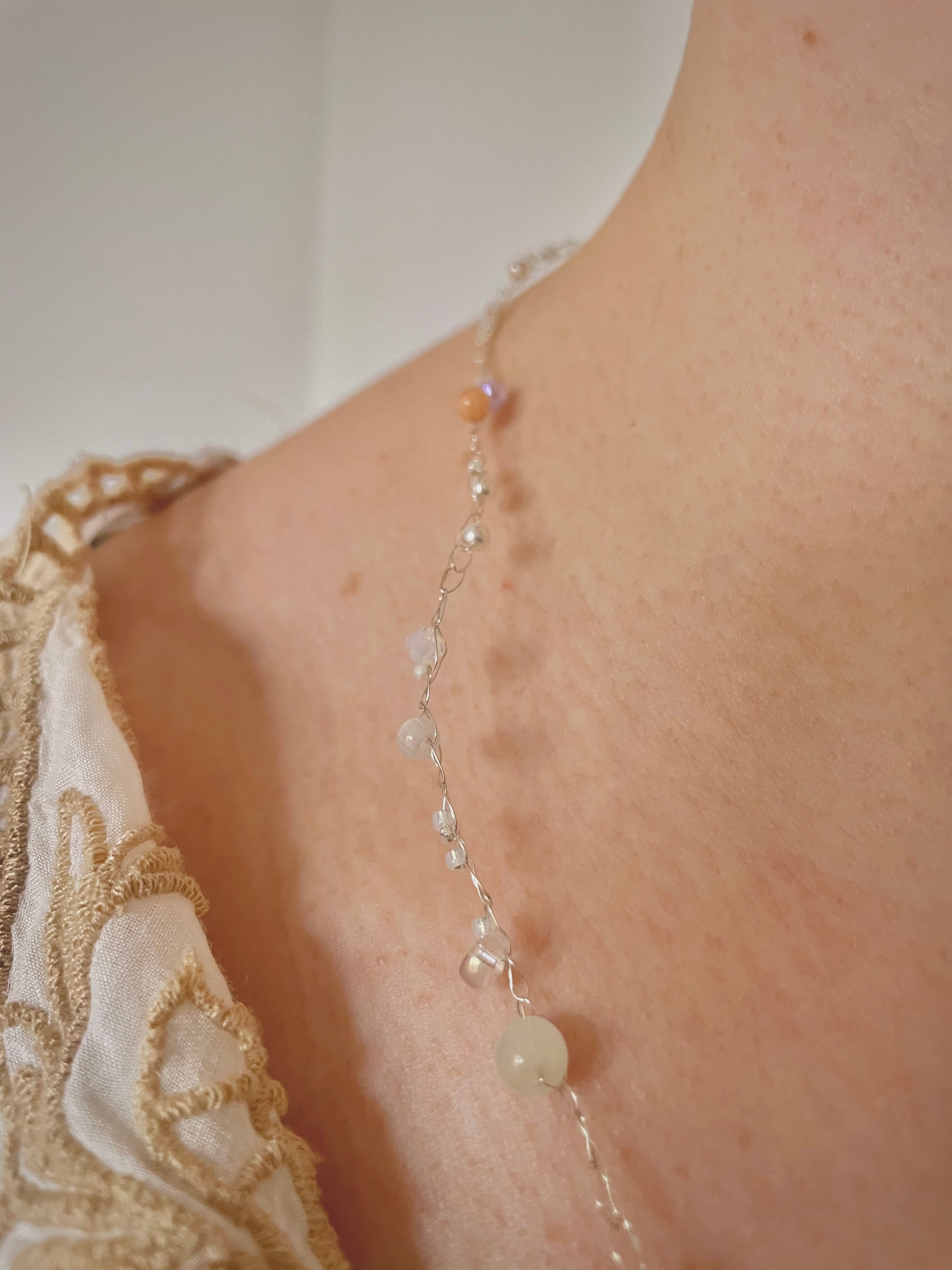 'Meadowsweet' Beaded Wire Necklace