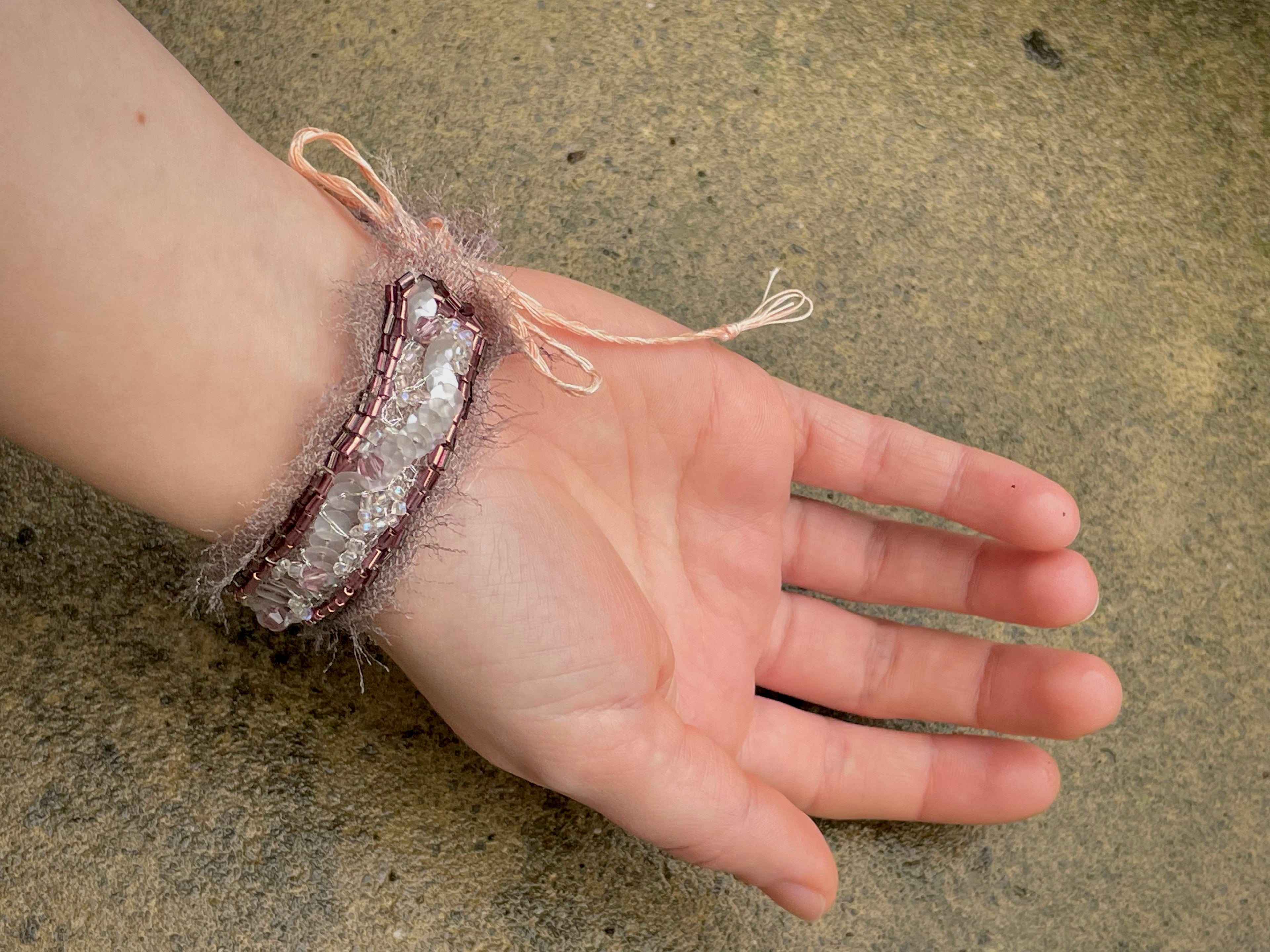 'Rosebud' Stitched Jewel Cuff Bracelet