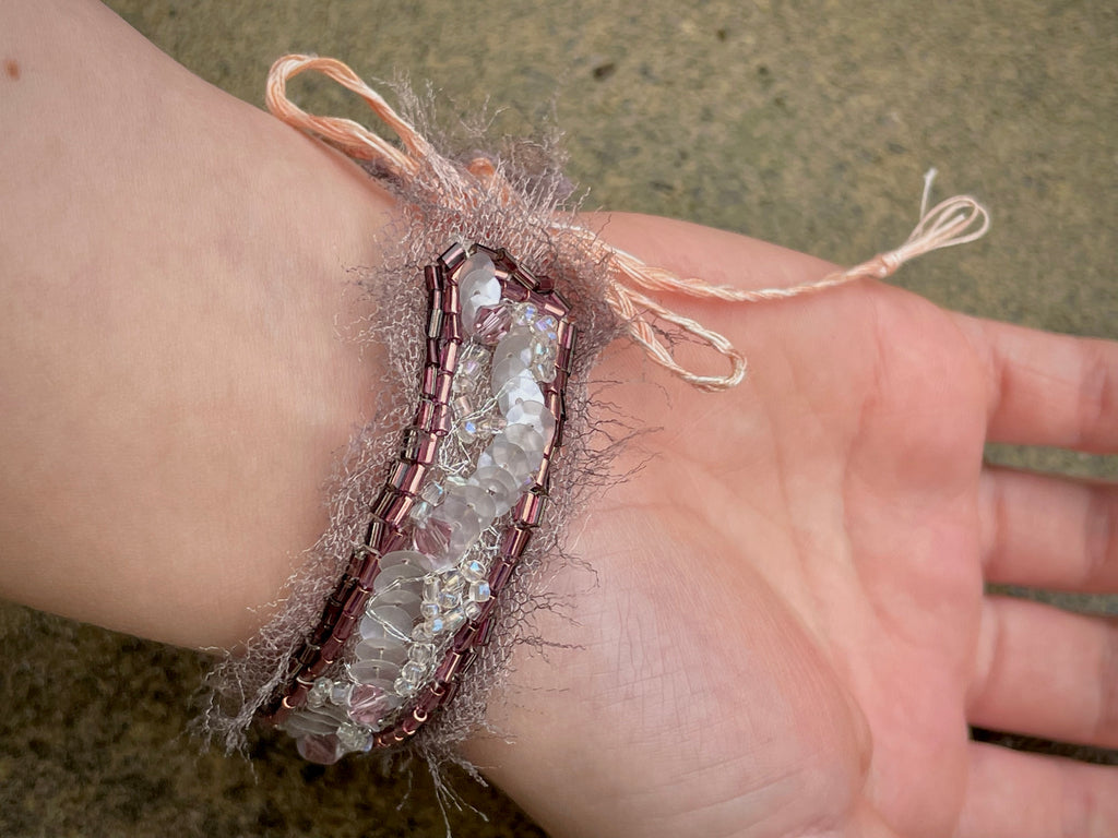 'Rosebud' Stitched Jewel Cuff Bracelet