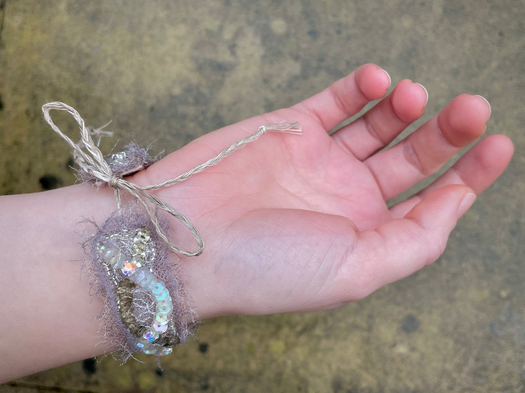 'Dewdrops' Stitched Jewel Cuff Bracelet