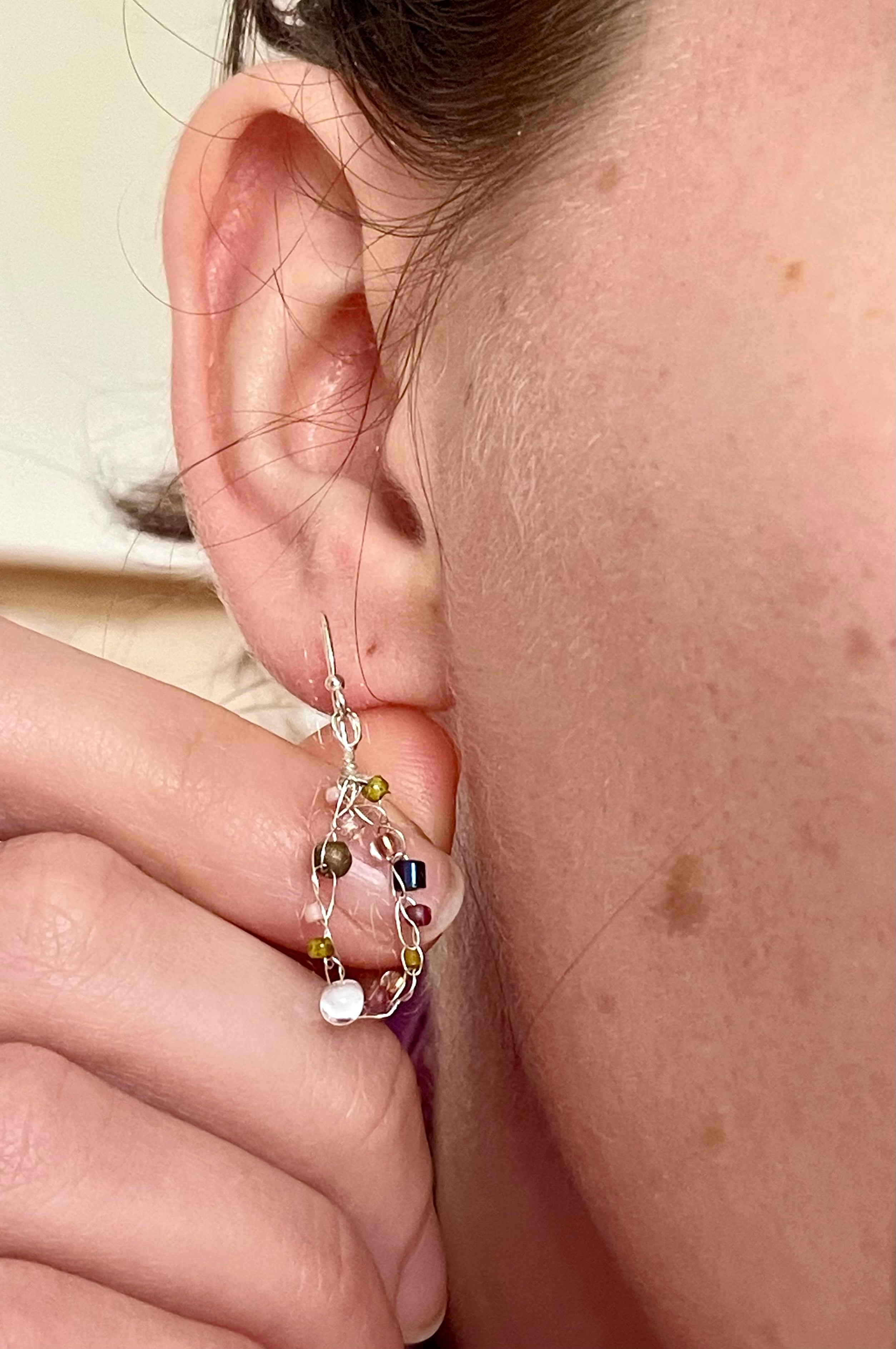 'Wildflower' Beaded Wire Earrings