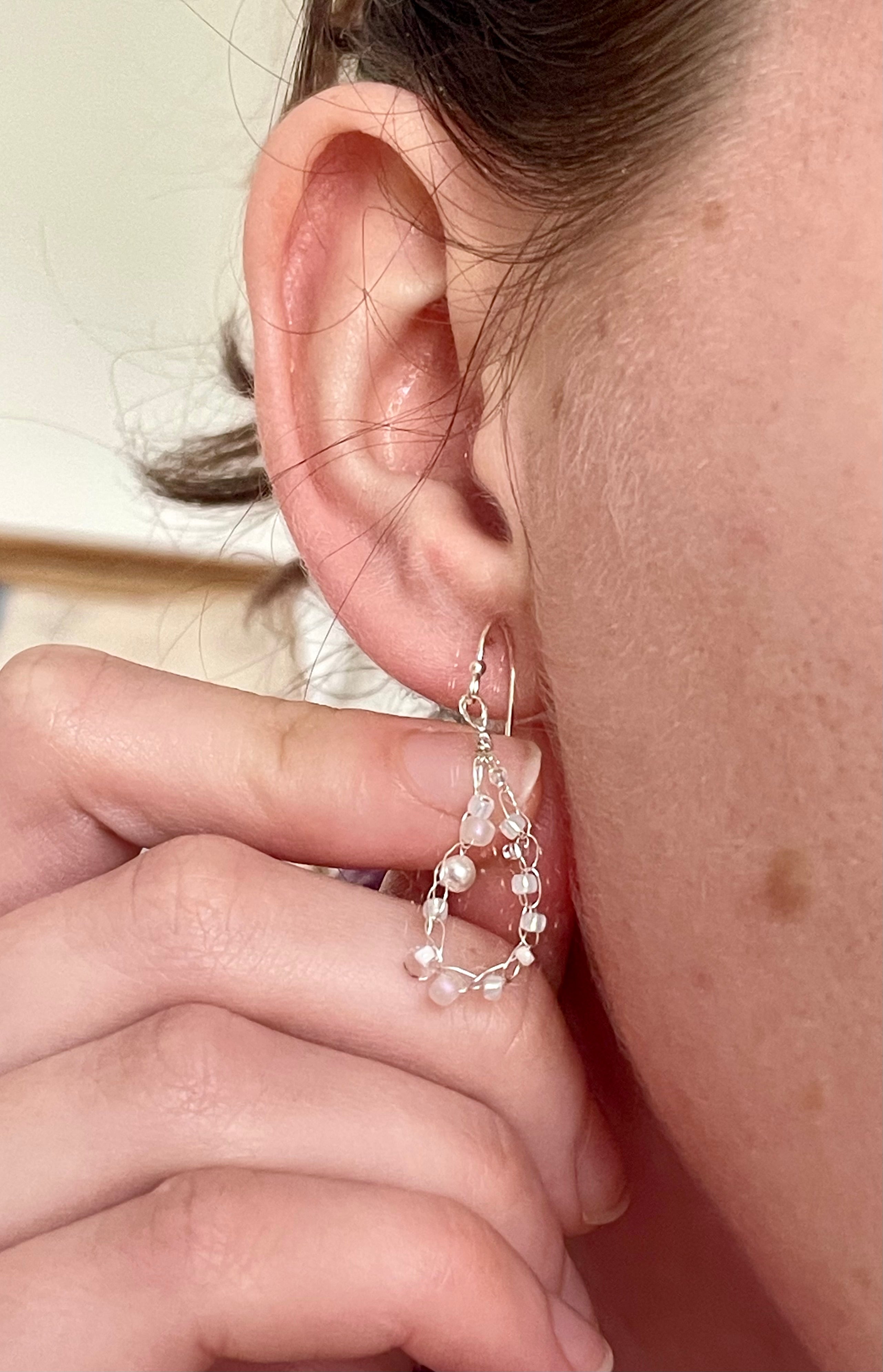 'Meadowsweet' Beaded Wire Earrings