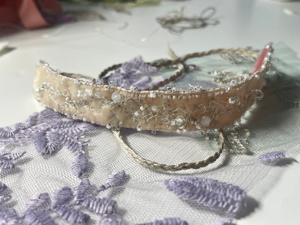 'Snowdrop' Stitched Jewel Cuff Bracelet
