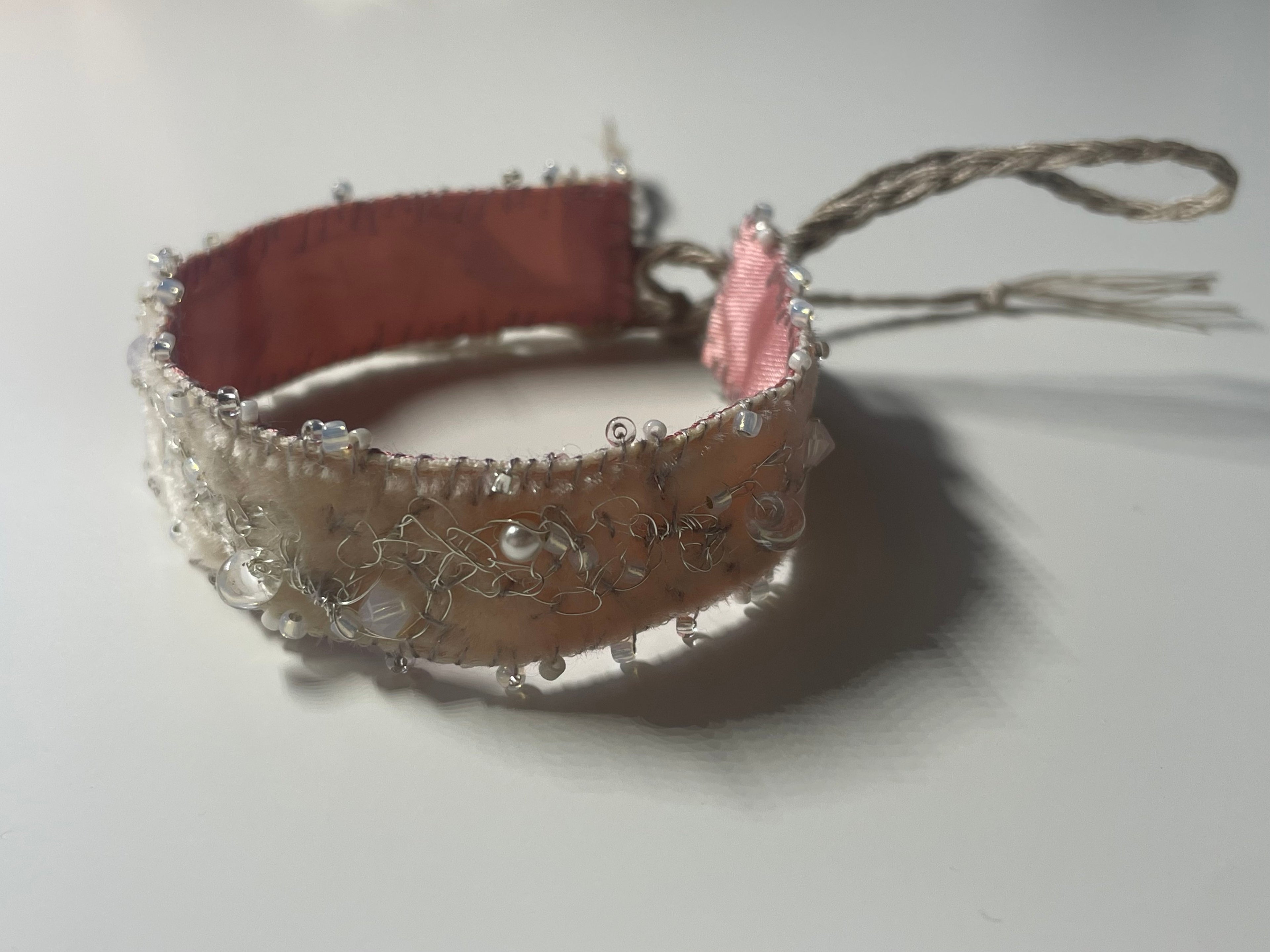 'Snowdrop' Stitched Jewel Cuff Bracelet
