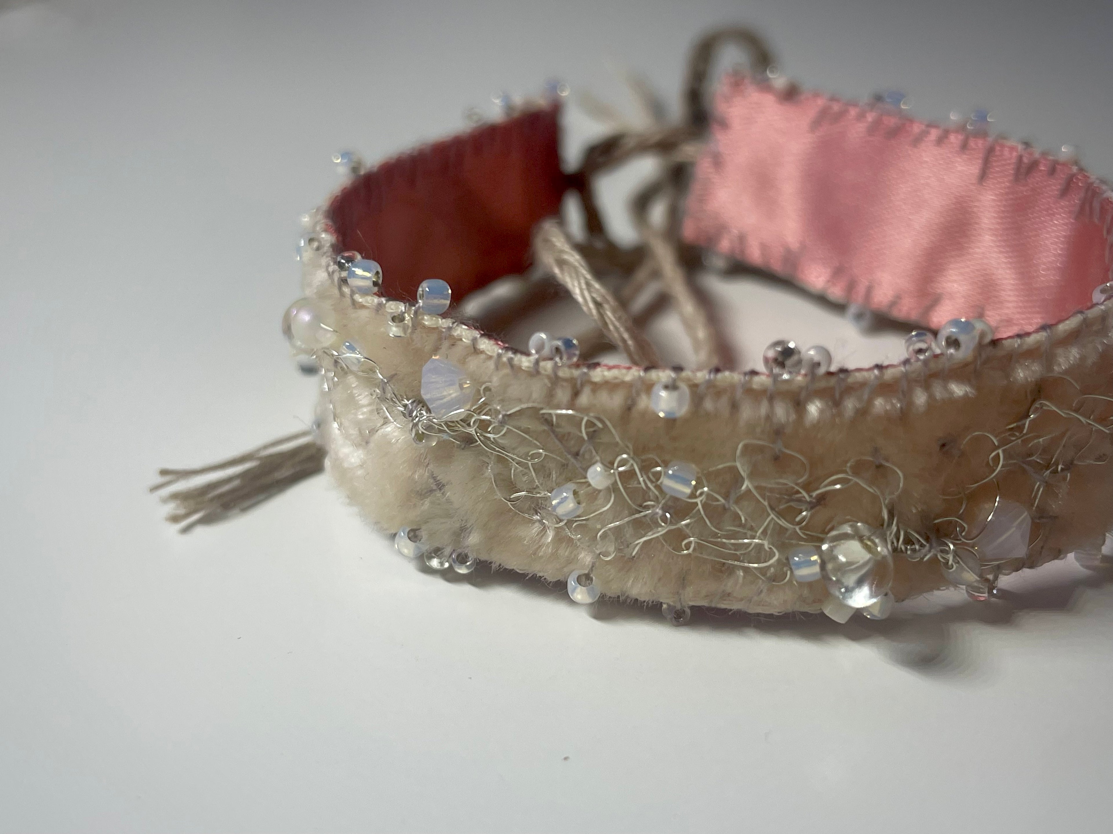 'Snowdrop' Stitched Jewel Cuff Bracelet