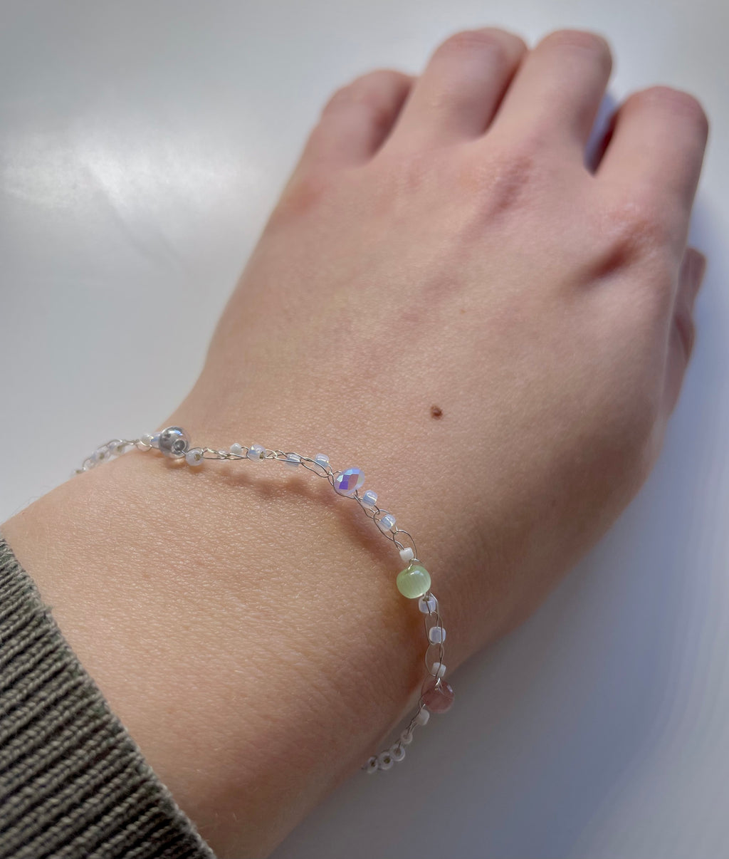 'Meadowsweet' Beaded Wire Bracelet