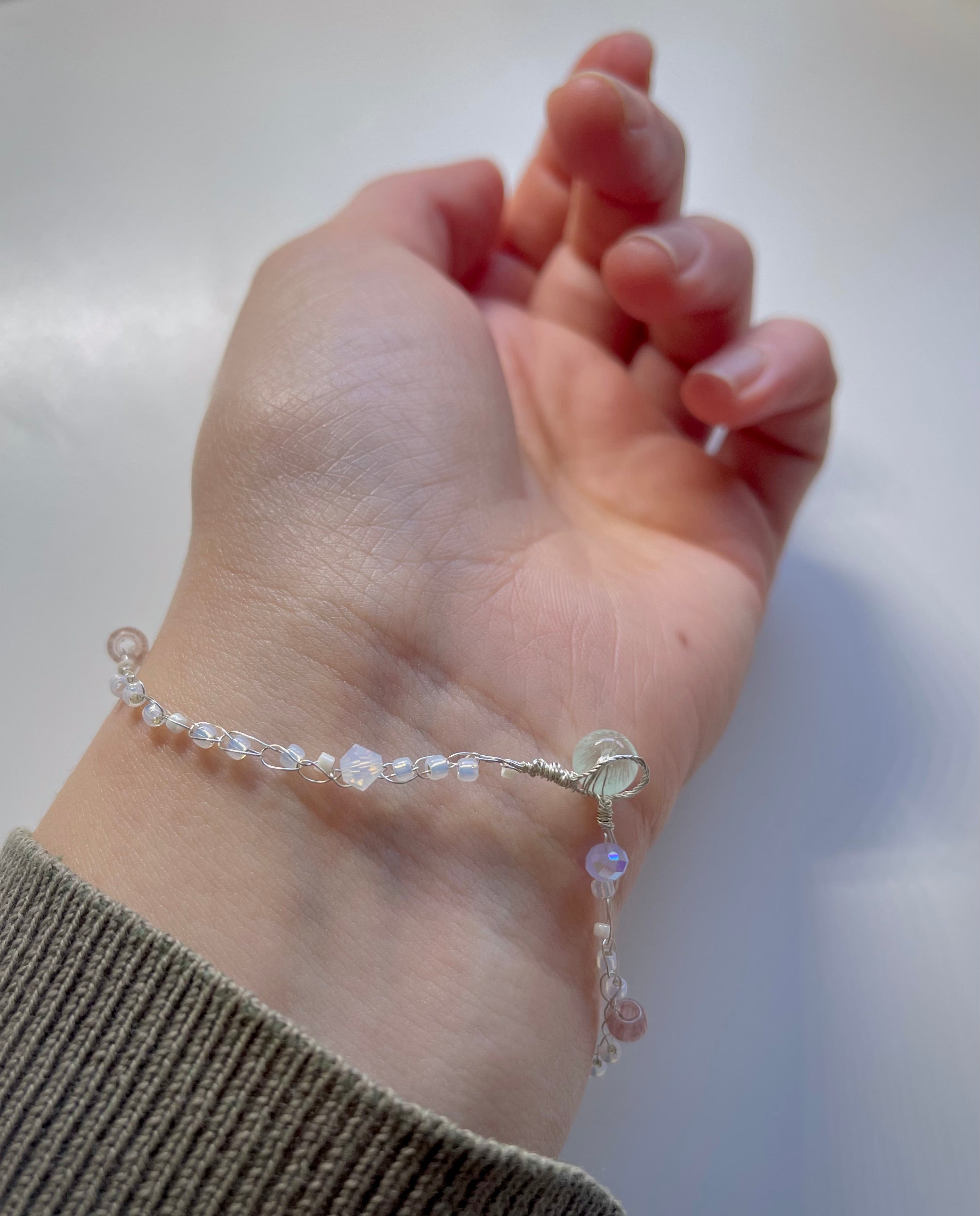 'Meadowsweet' Beaded Wire Bracelet