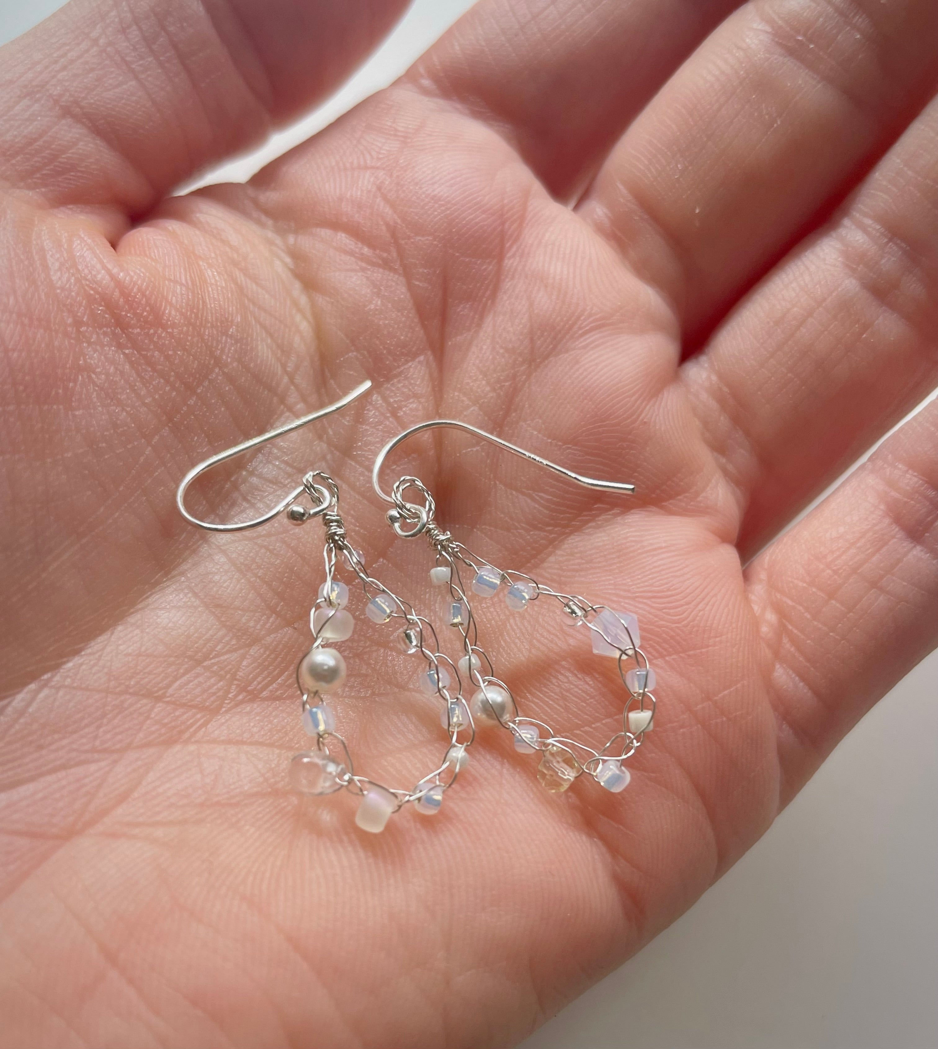 'Meadowsweet' Beaded Wire Earrings