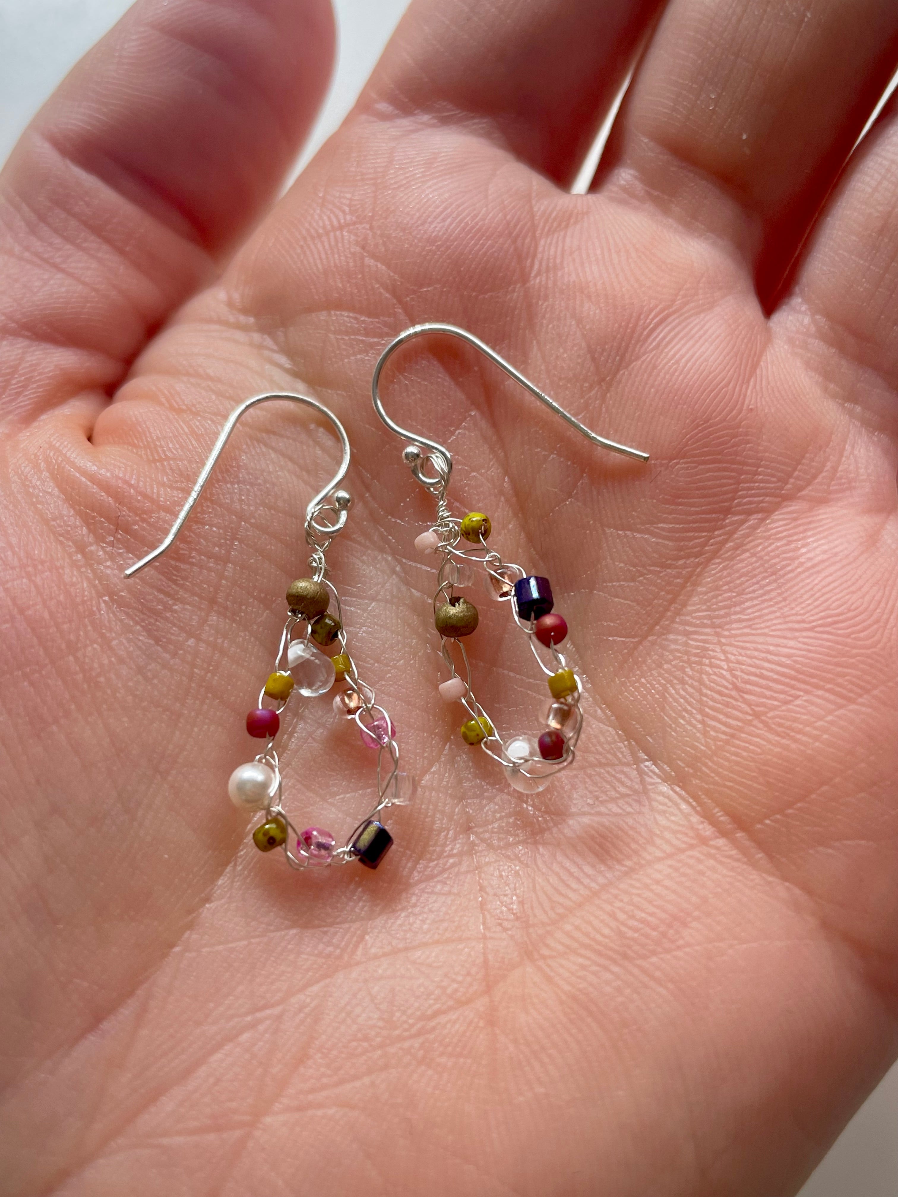 'Wildflower' Beaded Wire Earrings